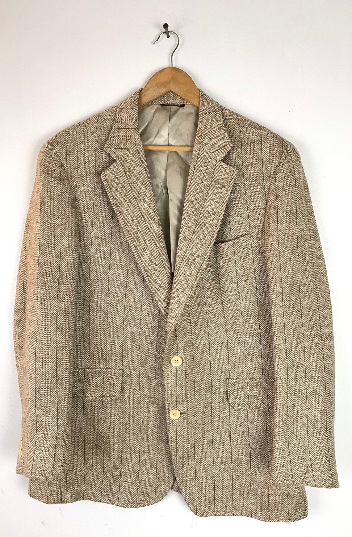 Vintage Jos A Bank Beige Tweed Sport Coat Hombres Tamaño 42 Etsy España