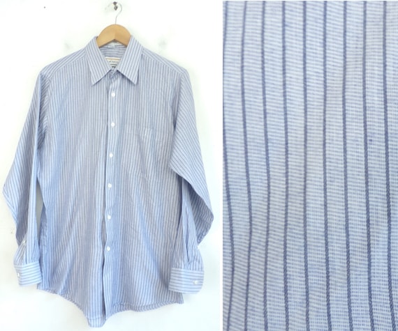 Vintage Mens Striped Shirt 1990s Blue Button Down Size 15.5 - Etsy Canada