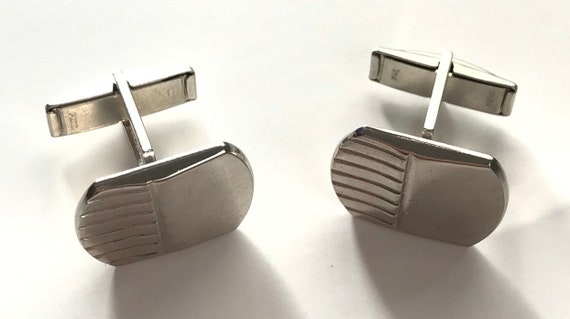 Paire De Boutons De Manchette En Argent Massif - Style Art Déco