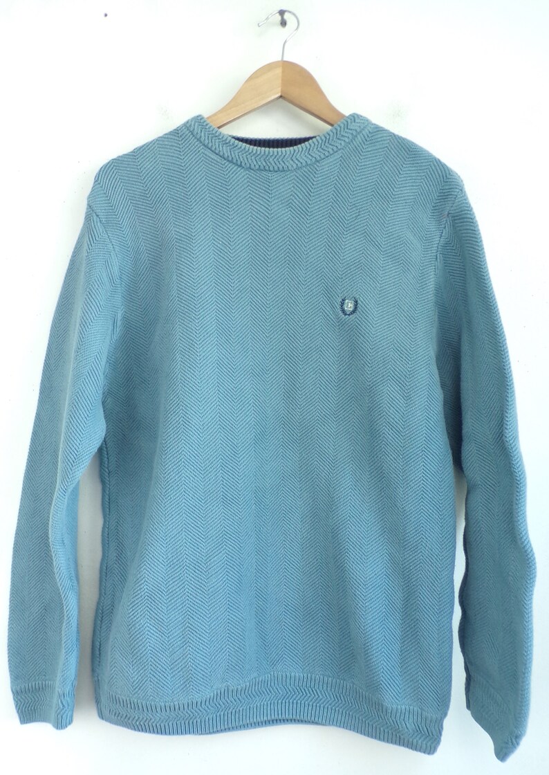 Vintage Mens Pullover Sweater 90s Chaps Light Blue Textured | Etsy
