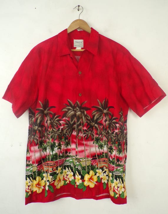 Vintage Mens Car Hawaiian Shirt,90s Old Fashion C… - image 2