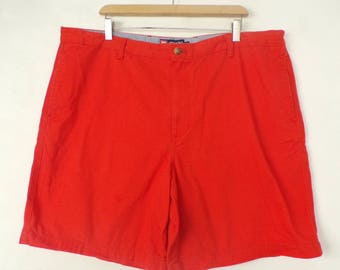 Vintage Mens Orange Shorts, 1990s Bright Orange Size 42 Waist Chaps Above Knee Cotton Shorts, Retro Bright Orange Preppy Summer Mens Shorts