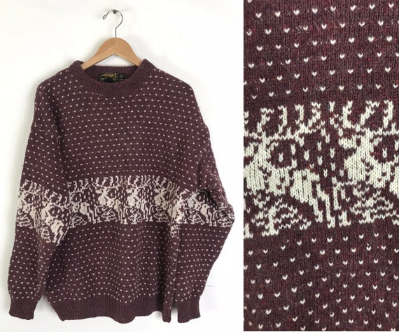 90s Red & White Reindeer Sweater Mens Size XL, Vin