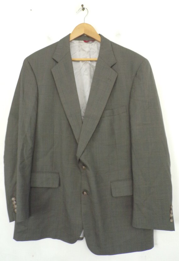 Vintage Mens Plaid Blazer, Jos A Bank Gray Plaid … - image 3