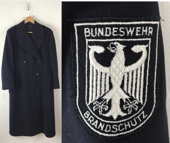 1964 Vintage German Wool Military Coat: Bundeswehr Brandschutz, Size Small/Medium View 2