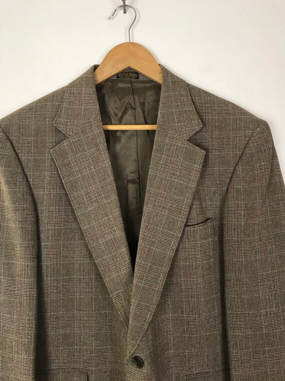 Vintage Mens Plaid Blazer, Brown & Orange Plaid S… - image 3