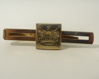 Vintage Mens Tie Bar, Gold Crown Tie Bar,  1990s Gold Tie Bar, Royalty, Fathers Gift, Crown, Clip Tie Bar, 90s Tie Bar, Formal, Tie Bar