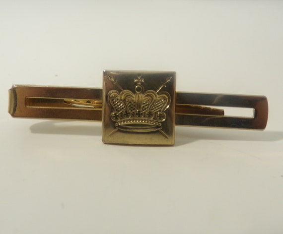 Vintage Mens Tie Bar, Gold Crown Tie Bar,  1990s … - image 1