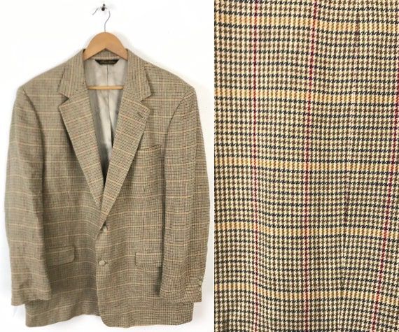 90s Brooks Brothers Brown Houndstooth Sport Coat … - image 1