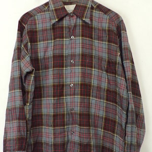80s Gray Red Green & Yellow Plaid Shirt Medium, Wool Blend, Plaid Shirt, Preppy, Mens Plaid Shirt, Gray Plaid, Plaid Button Down, Plaid, 80s