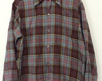 80s Gray Red Green & Yellow Plaid Shirt Medium, Wool Blend, Plaid Shirt, Preppy, Mens Plaid Shirt, Gray Plaid, Plaid Button Down, Plaid, 80s
