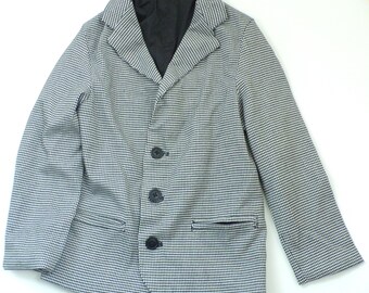 Vintage Boys Blazer,  Black & White Tweed Print Small 6-7, Boys Sport Coat, Tweed Blazer, Black White Lightweight Blazer, Formal Jacket