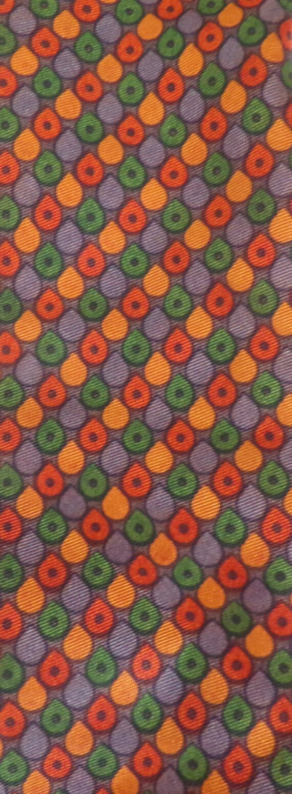 Vintage Orange Purple & Green Print Tie, Abstract… - image 3