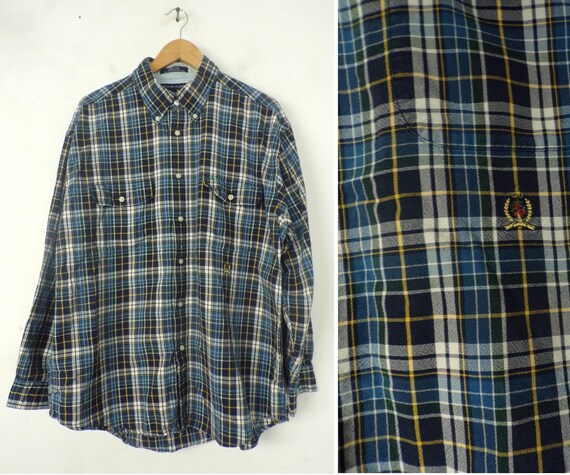 tommy hilfiger green plaid shirt