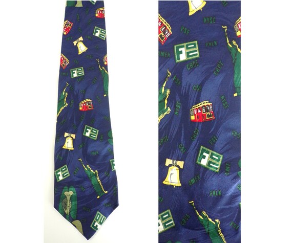 Vintage Liberty Bell Statue of Liberty Mens Tie, … - image 1