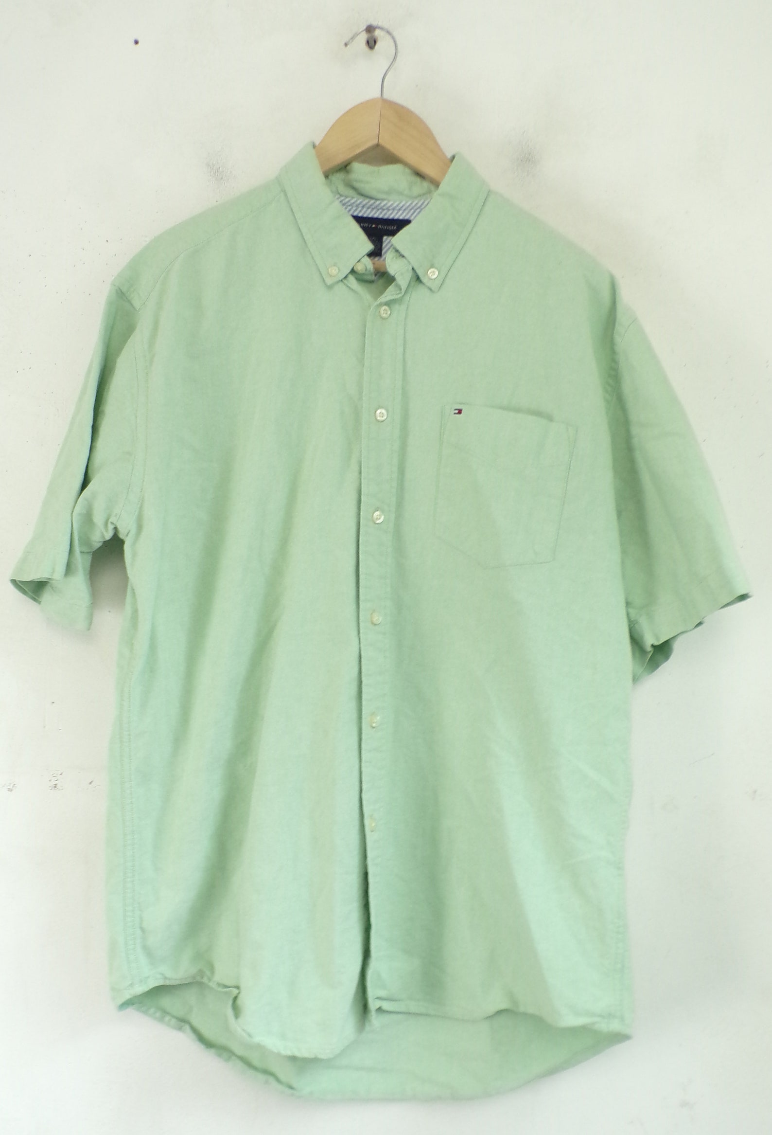 Vintage Tommy Hilfiger Green Shirt Mens Large Light Green | Etsy