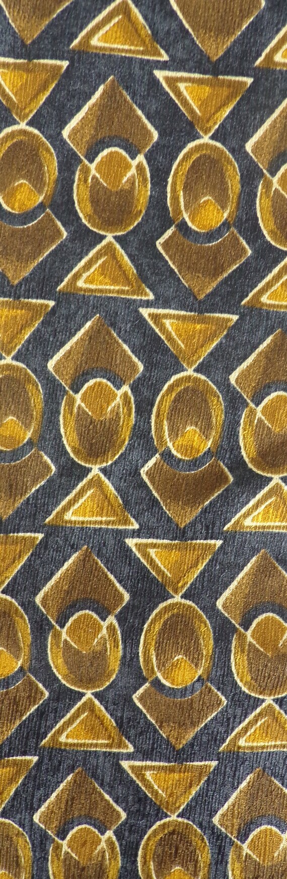 Vintage Mens Geometric Print Tie, 90s Blue & Gold… - image 3