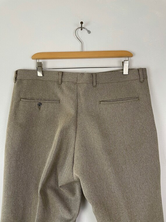 Vintage Brown Herringbone Cropped Pants Mens Size… - image 6