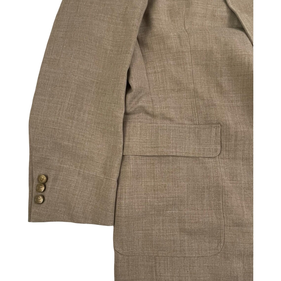 70s Light Brown Sport Coat Mens Size 44 | Vintage Gold Button Mens Blazer | Classic Brown Business Formal Event Sport Coat, Foto 3 von 5