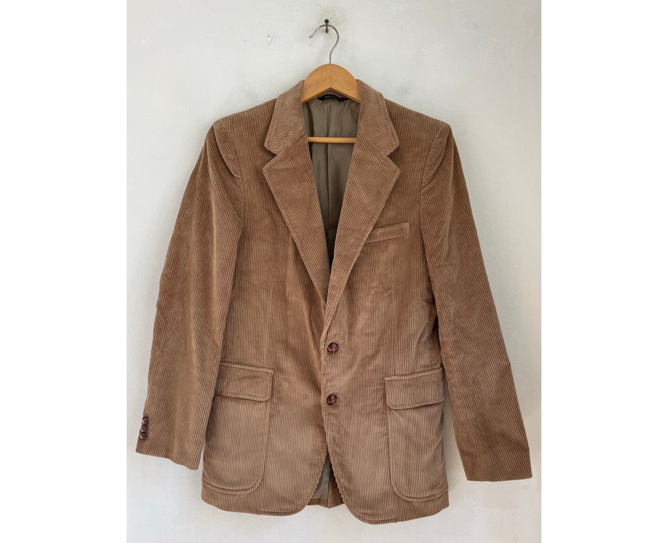 Vintage Light Brown Corduroy Sport Coat Mens Size 38R, 90s Brown 