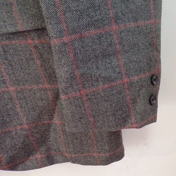 Vintge Mens Plaid Blazer, 1980s Red Gray Size 42 … - image 4
