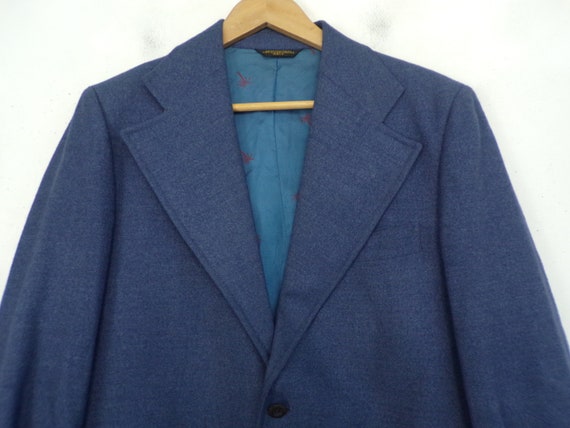 Vintage Mens Blue Sport Coat, 1970s Wool Blazer S… - image 3