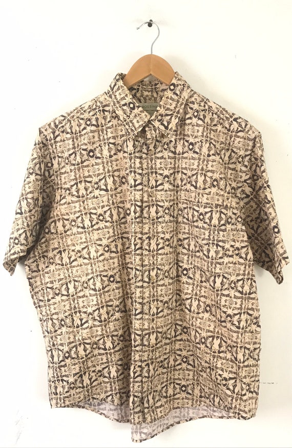 Vintage Mens Abstract Print Shirt , 90sButton Dow… - image 1