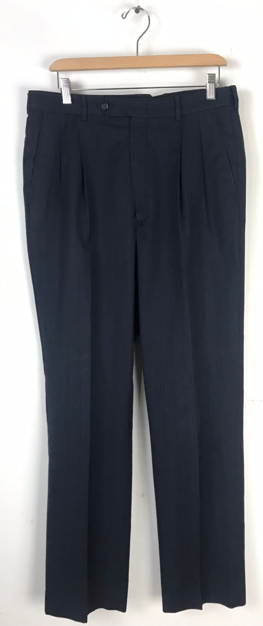 80s Dark Blue Plaid Two Piece Suit Mens Size 44 & 32W Vintage | Etsy