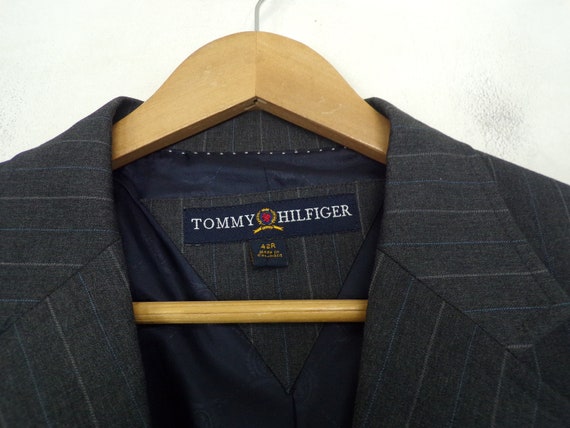 Vintage Mens Tommy Hilfiger Blazer, Gray Pinstrip… - image 2