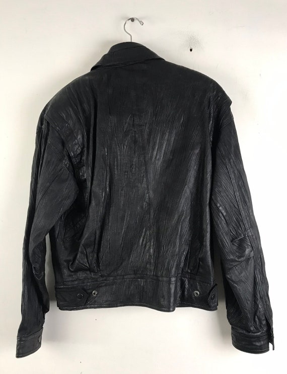 Vintage Mens Black Leather Jacket, 90s Byrnes & B… - image 6