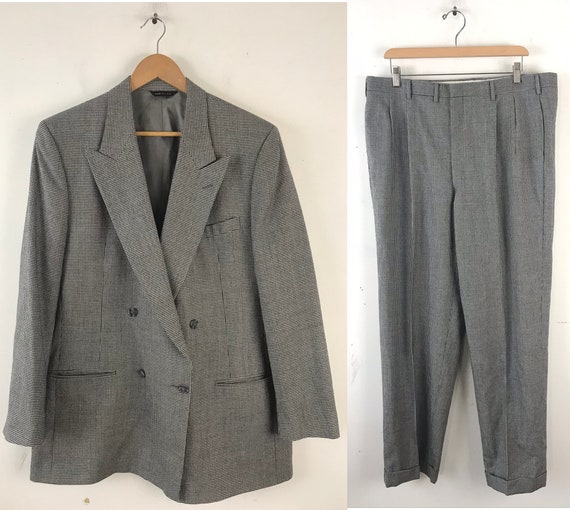 Vintage Perry Ellis Black White Houndstooth Double