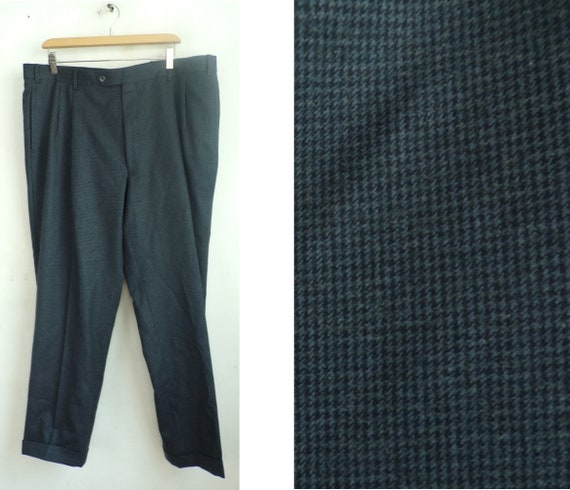 Vintage Jos A Bank Black & Blue Tweed Pants Mens 4