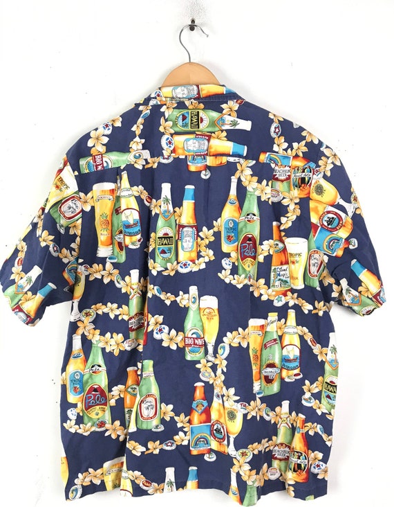 Vintage Mens Beer Hawaiian Shirt, Floral Beer Ale… - image 5