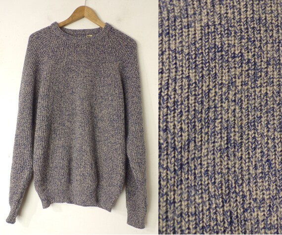 80s Blue & White Marble Sweater Mens Large, Pullov