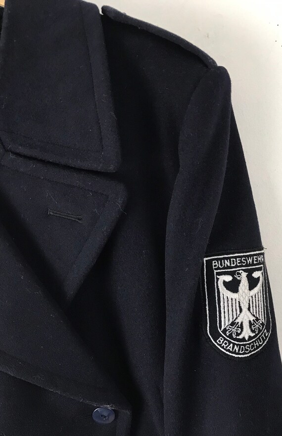 1964 Vintage German Wool Military Coat: Bundeswehr Brandschutz, Size Small/Medium View 4