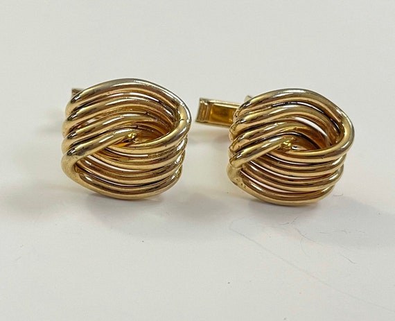 Vintage Gold Abstract Cuff Links, Arty Funky Abst… - image 2