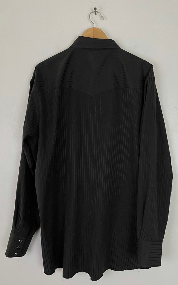 Vintage Wrangler Black Striped Western Shirt Mens… - image 7