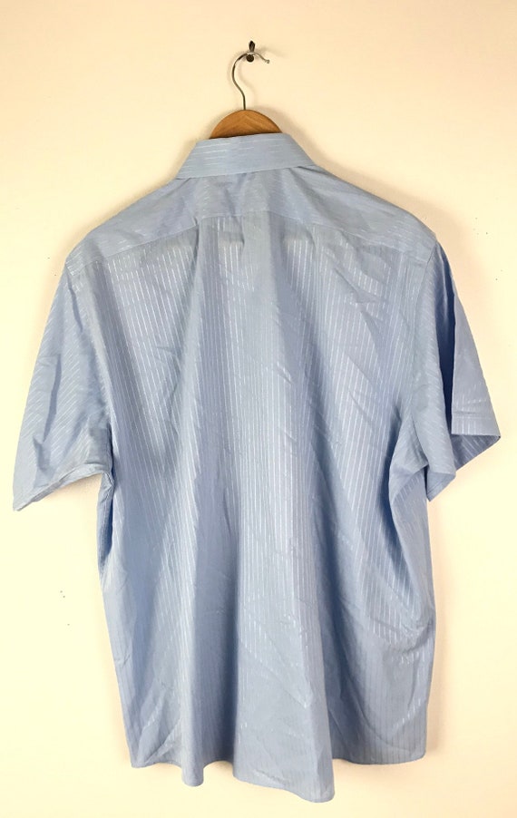 Vintage Mens Button Shirt, 90s Light Blue Striped… - image 5