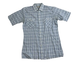 1960s Arrow Plaid Shirt | Vintage Cotton Short Sleeve Button Down