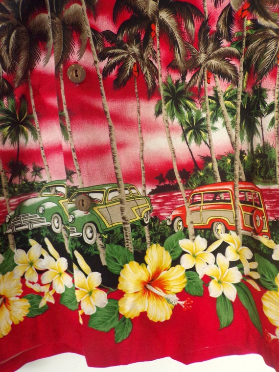 Vintage Mens Car Hawaiian Shirt,90s Old Fashion C… - image 5