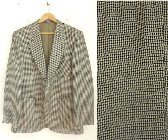80s Black Gold & Cream Tweed Sport Coat Mens Size