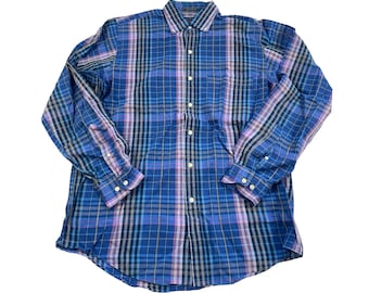 Vintage Plaid Shirt Mens Medium | 90s Preppy Button Down