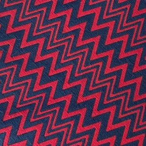 70s Red & Navy Blue Zigzag Tie, Vintage Polyester Wide Necktie, Red Blue Geometric Zigzag Print Tie, Classic Old Time Polyester Tie image 3