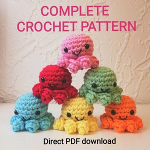 PATTERN ONLY: Kawaii Amigurumi Octopus Cute Crochet Pattern full pattern, direct digital PDF download image 1