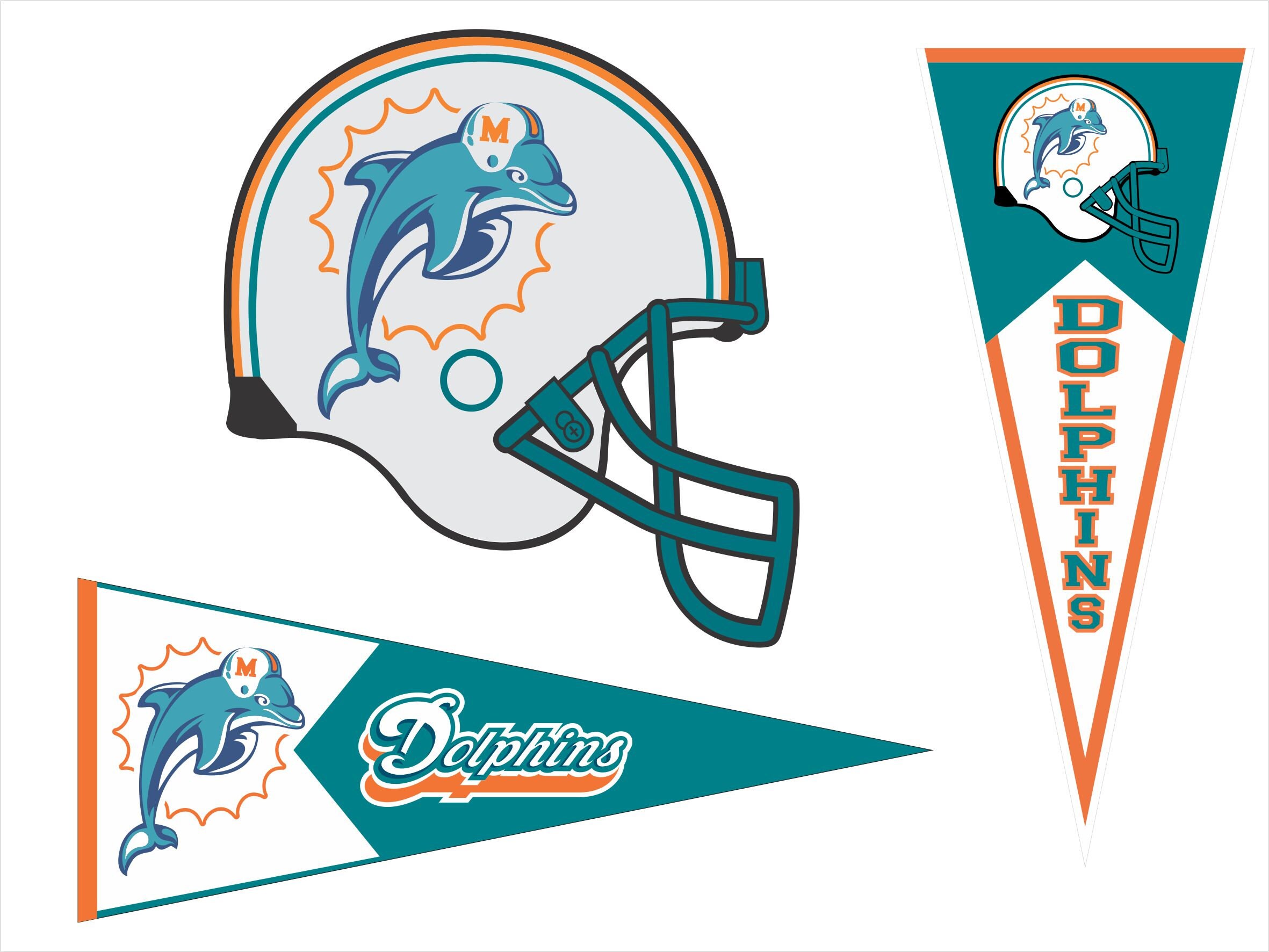 MIAMI DOLPHINS SVG clipart bunble nfl football vector stencil | Etsy