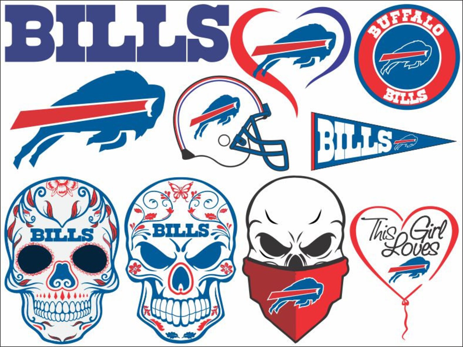 BUFFALO BILLS Svg Nfl Football Bundle Clipart Stencil Decals Etsy