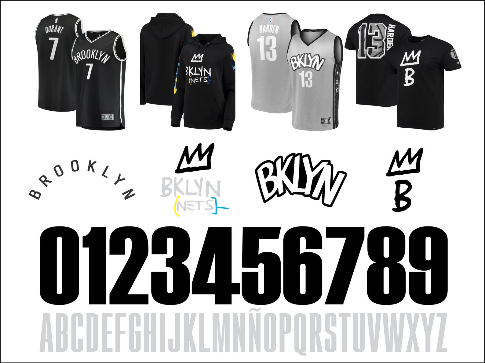 BROOKLYN NETS SVG nba basketball paquete clipart plantilla | Etsy