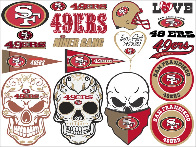 SAN FRANCISCO 49ERS svg nfl football bundle clipart stencil | Etsy