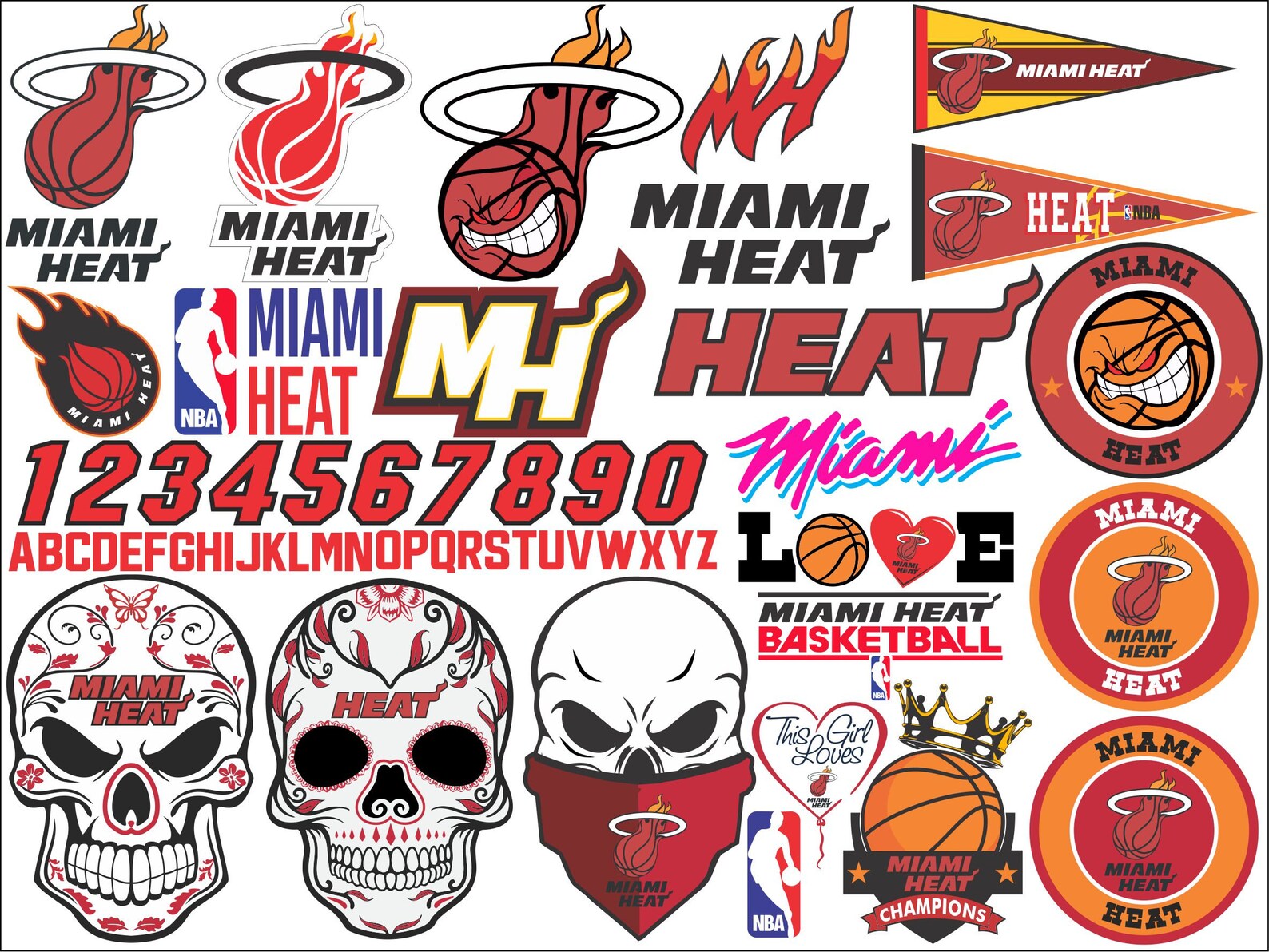 Download MIAMI HEAT SVG nba basketball bundle clipart stencil ...