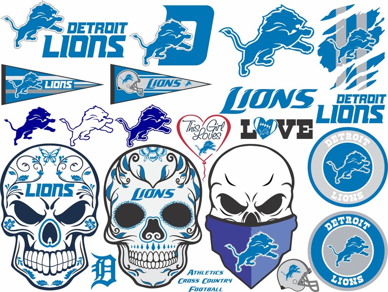 DETROIT LIONS SVG nfl football bundle clipart stencil decals | Etsy